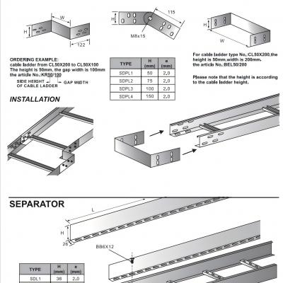 CABLE LADDERS DIFFERENT PARTS