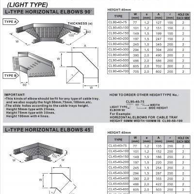 PERFORATED TYPE CABLE TRAYS ACCESSORIES (LIGHT TYPE)